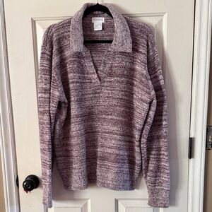 Softies Cozy V-Neck Sweater in Heathered Purple